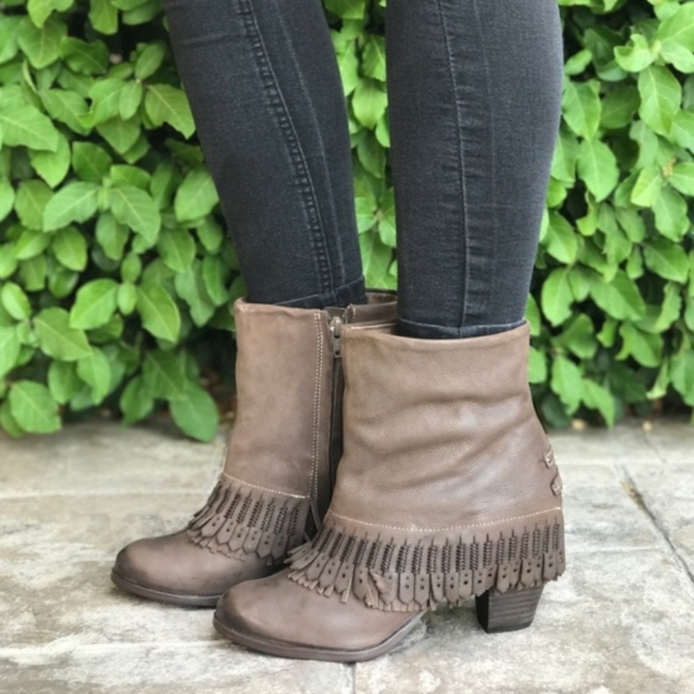 Naughty Monkey Leather Fringe Boots NIB